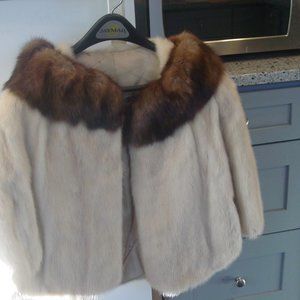 Vintage Ivory/Cream and Brown Mink Stole/ Cape